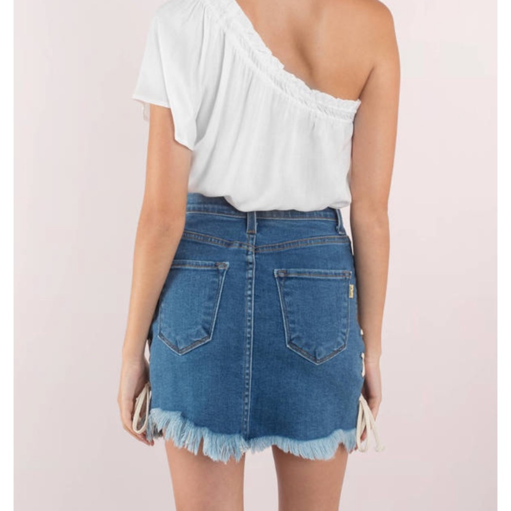 Denim Skirt With Side Ties - Picture 4 of 7